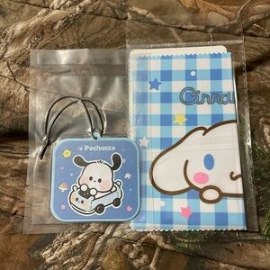 Pochacco and Cinnamoroll air freshener and Cloth Set